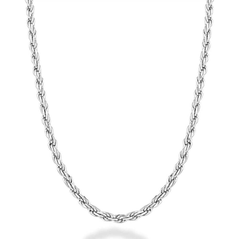 Solid 925 Sterling Silver Rope Chain Necklace 20i… - image 1